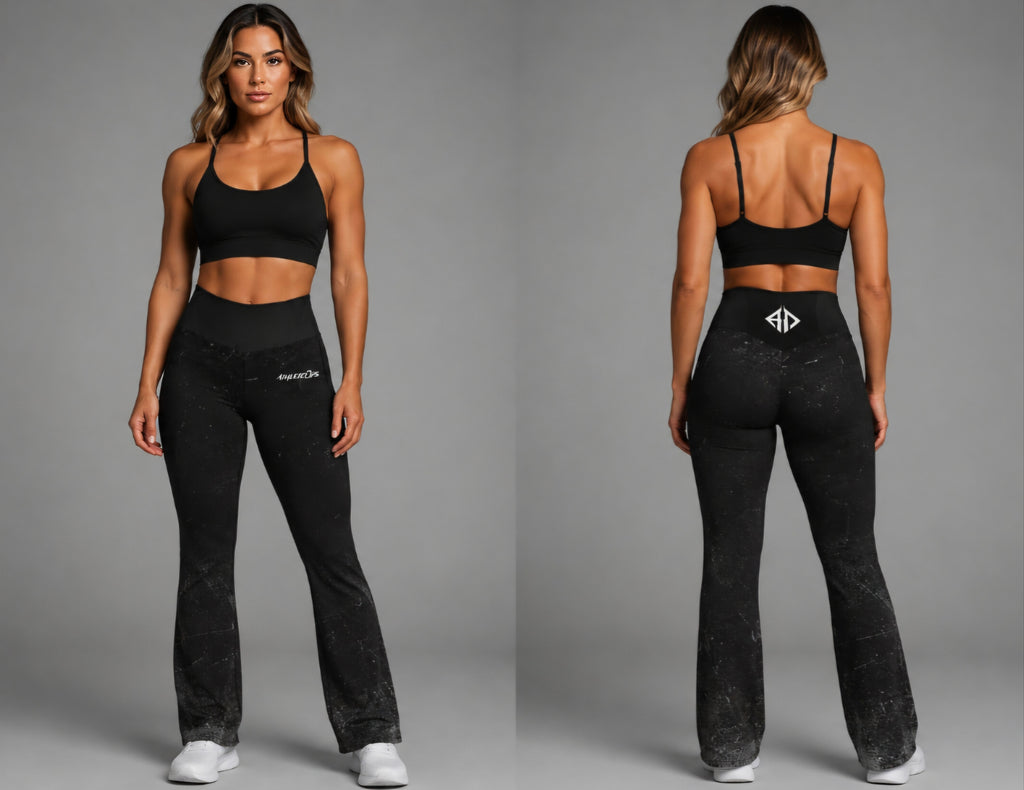 Black Vintage Washed Flare Leggings