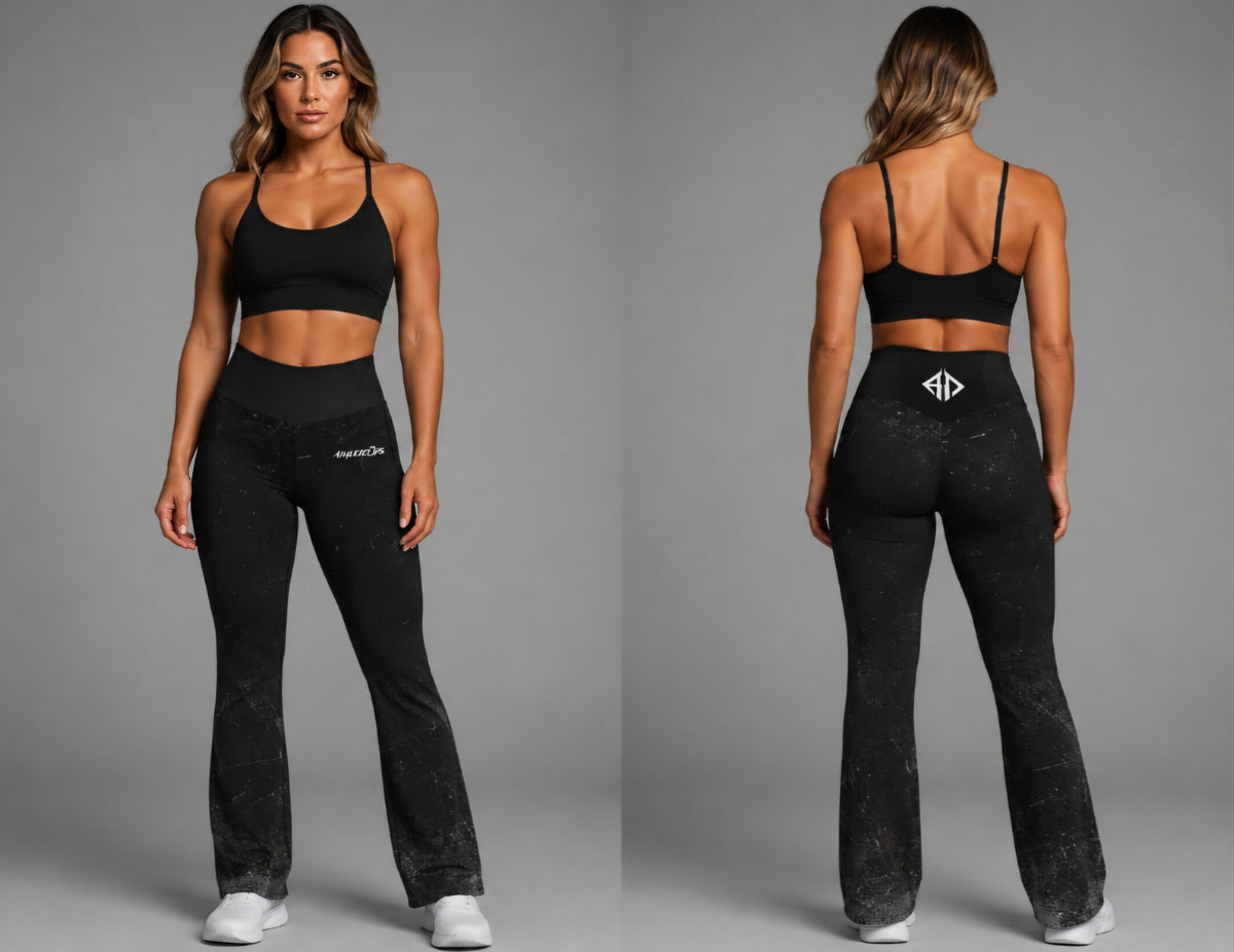 Black Vintage Washed Flare Leggings
