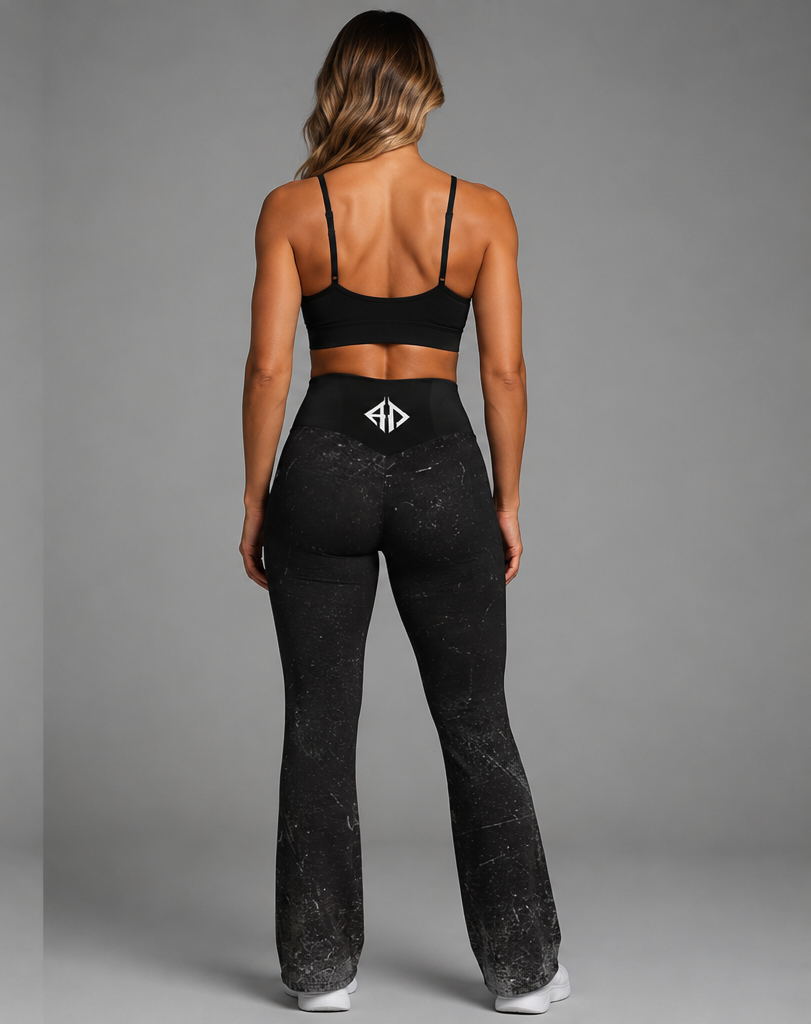 Black Vintage Washed Flare Leggings